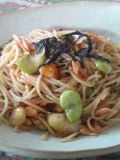 残り焼鮭と空豆の和風パスタ-レシピのメイン写真