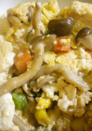 簡単：キノコの炒り豆腐-レシピのメイン写真