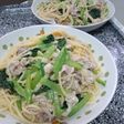 小松菜と豚肉のゆず胡椒パスタ