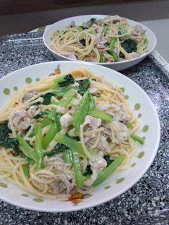 小松菜と豚肉のゆず胡椒パスタ-レシピのメイン写真