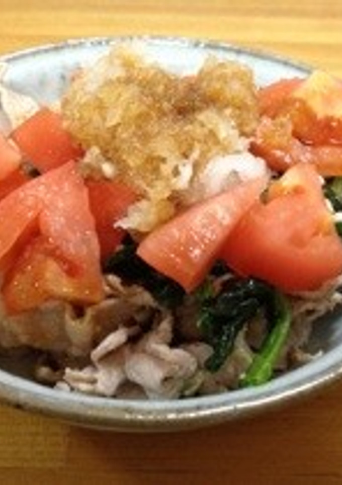 ほうれん草と豚とトマトのおろしサラダ-レシピのメイン写真