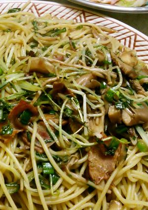 舞茸と水菜の梅スパ-レシピのメイン写真