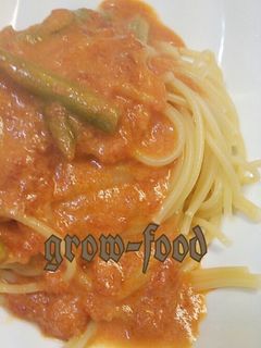 アスパラとベーコンのトマトクリームパスタ-レシピのメイン写真