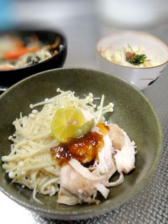 鶏肉とエノキの柚子胡椒ポン酢和え-レシピのメイン写真