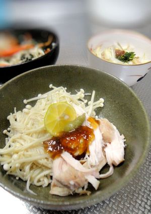 鶏肉とエノキの柚子胡椒ポン酢和え-レシピのメイン写真