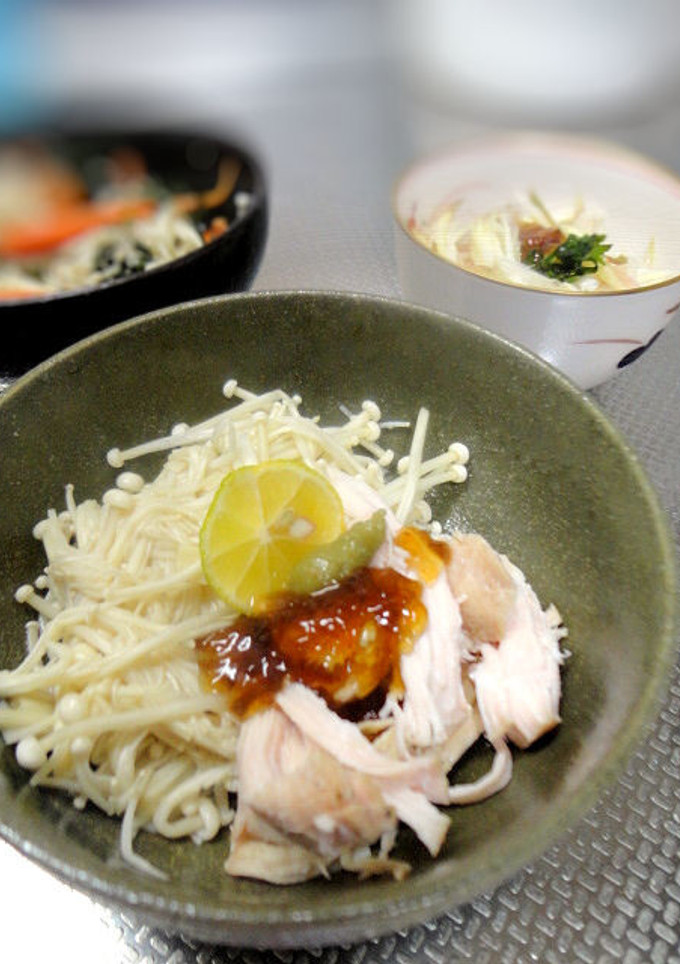 鶏肉とエノキの柚子胡椒ポン酢和え-レシピのメイン写真