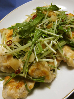 鶏肉と水菜のガーリックレモンソテー-レシピのメイン写真