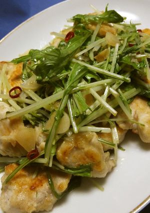 鶏肉と水菜のガーリックレモンソテー-レシピのメイン写真
