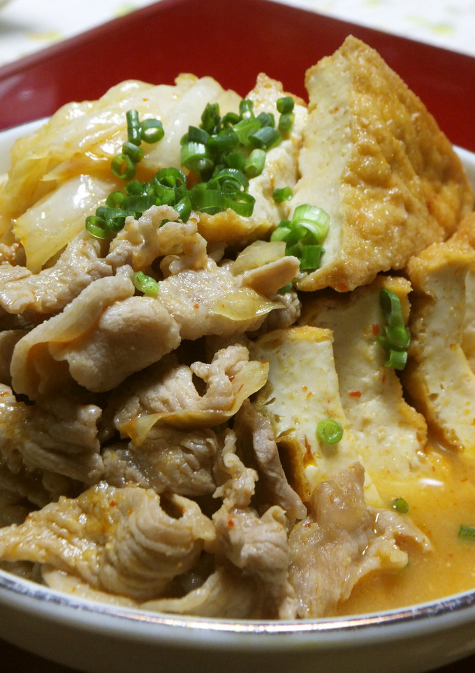 豚肉とキャベツと厚揚げのピリ辛味噌煮-レシピのメイン写真