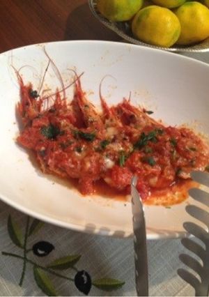 ギリシャ料理 赤海老のトマトチーズ煮込み-レシピのメイン写真