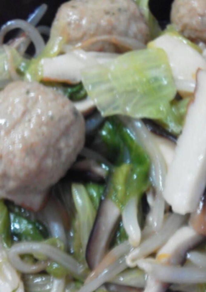 レタスともやしと肉団子の中華風炒め-レシピのメイン写真