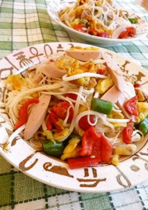 ゴーヤの綿入り　そうめんチャンプルー-レシピのメイン写真