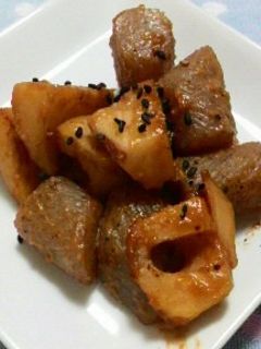 コンニャクとレンコンの味噌炒め-レシピのメイン写真