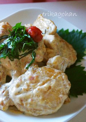 疲労回復☆鶏胸肉のさっぱり梅マヨ和え-レシピのメイン写真