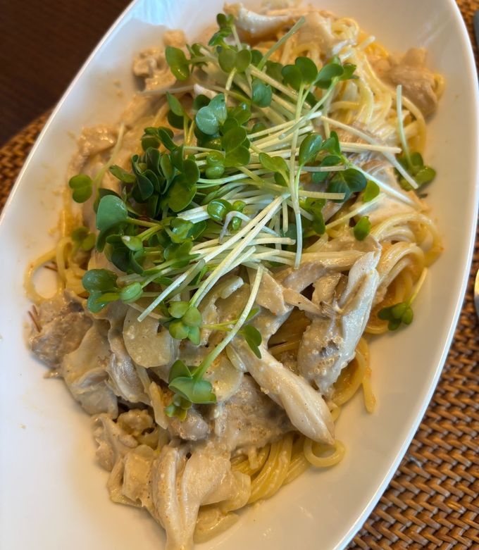 からしマヨ炒め舞茸と明太子の混ぜパスタ-レシピのメイン写真