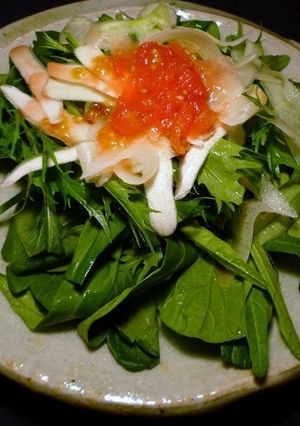 （初秋）青菜のグリーンサラダ　京都カフェ-レシピのメイン写真