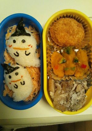 キャラ弁☆ハロウィン♪おばけとかぼちゃ。-レシピのメイン写真