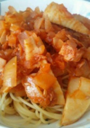 ツナとしゃきしゃきたけのこのトマトパスタ-レシピのメイン写真
