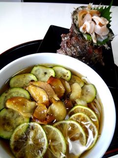 【蒟蒻麺】サザエのバターソテーすだち添え-レシピのメイン写真