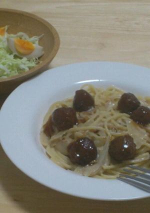 ミートボールクリームパスタ-レシピのメイン写真