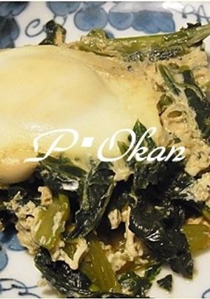 小松菜の目玉とじ-レシピのメイン写真