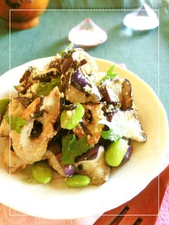 茄子とちくわと枝豆の塩昆布マヨごま和え-レシピのメイン写真