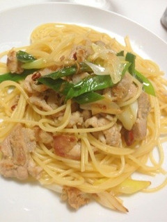 豚肉と白ネギの和風パスタ柚子胡椒風味♪-レシピのメイン写真