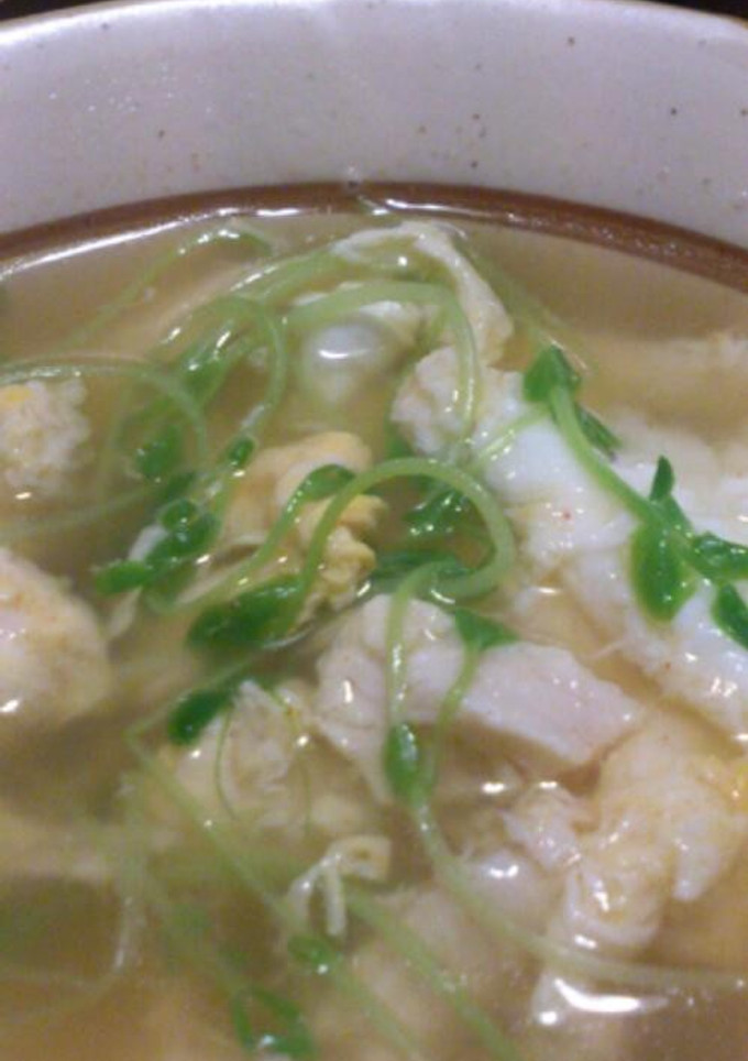 蒸し鶏と豆苗の卵スープ-レシピのメイン写真