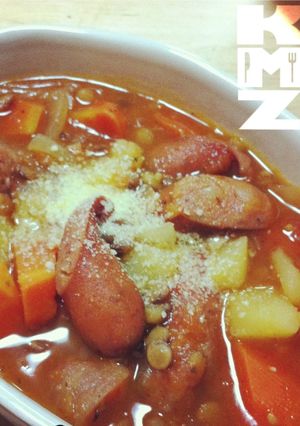 レンズ豆とチョリソのトマトスープ-レシピのメイン写真