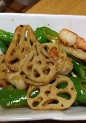 簡単！蓮根と海老のニンニク炒め-レシピのメイン写真