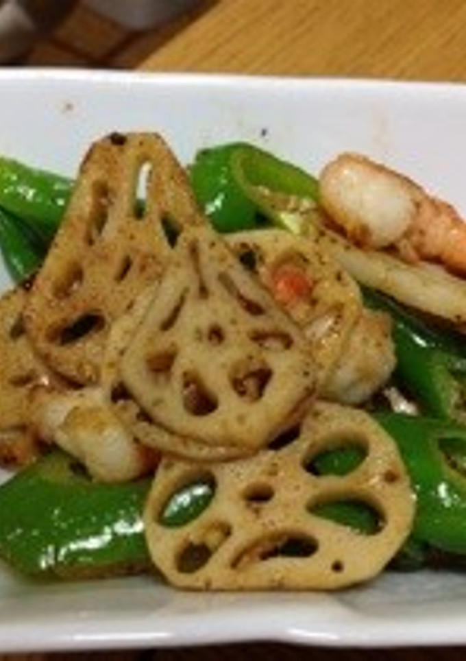 簡単！蓮根と海老のニンニク炒め-レシピのメイン写真