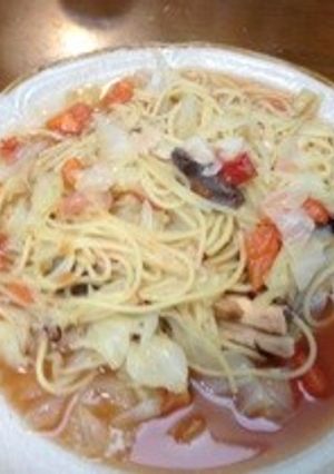 手早くできるトマトキャベツのスープパスタ-レシピのメイン写真