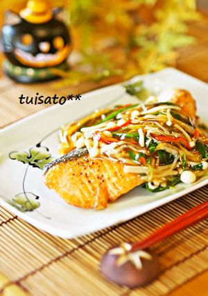 鮭のお酢ときのこ野菜のタップリあん☆-レシピのメイン写真
