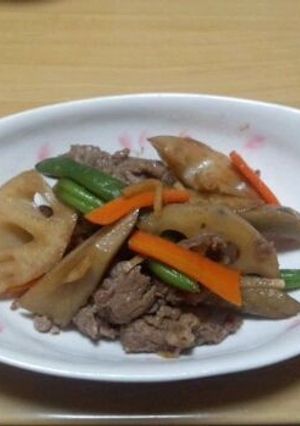 レンコンとごぼうの牛肉炒め煮-レシピのメイン写真