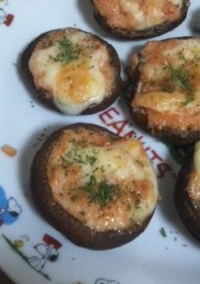 鮭フレークで作る　しいたけの鮭マヨ焼き-レシピのメイン写真