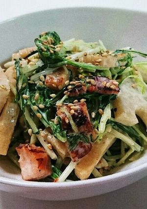 蓮根と水菜のにんにくサラダ-レシピのメイン写真