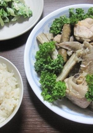 雪塩麹で骨付き鶏ごぼう♪ご飯も同時に-レシピのメイン写真