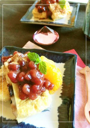 レーズン＆胡桃入りいなり餅　～粒あん添え-レシピのメイン写真