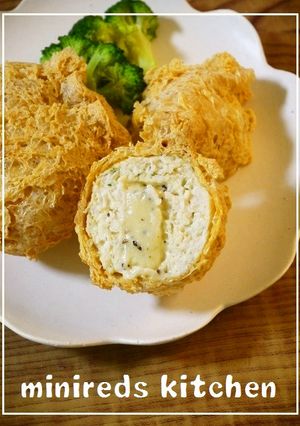チーズ入り油揚げの肉詰め揚げ-レシピのメイン写真