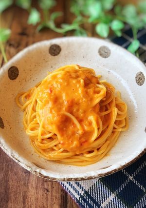 カニのトマトクリームスパゲティ-レシピのメイン写真