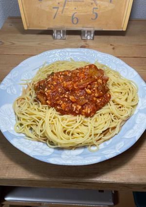 超簡単！鶏胸挽肉のミートソースパスタスパゲティ-レシピのメイン写真