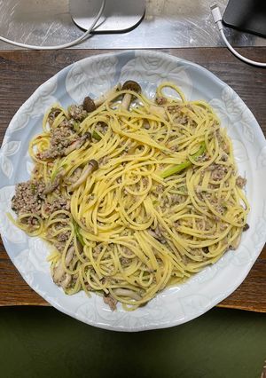 簡単！ズボラパスタ！挽肉のペペロンチーノ-レシピのメイン写真