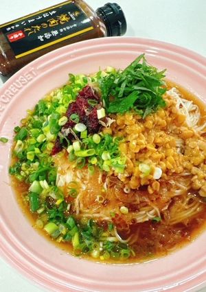 焼肉の生だれさっぱり夏の梅納豆そうめん-レシピのメイン写真