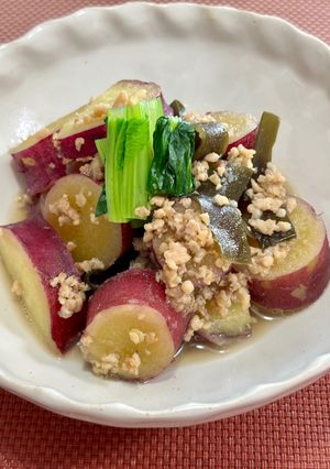 さつま芋♡と早煮昆布と鶏ひき肉のうま煮♪-レシピのメイン写真
