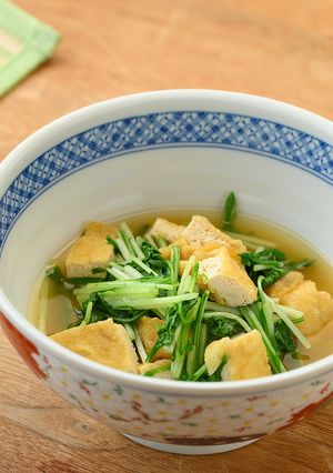 菜っ葉と南禅寺豆腐のお揚げのたいたん-レシピのメイン写真