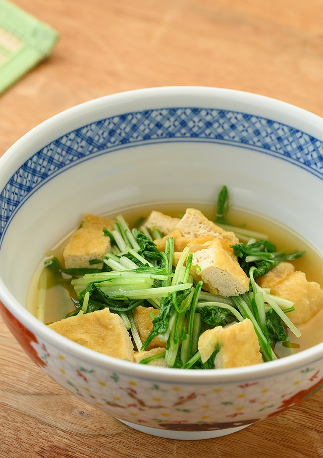 菜っ葉と南禅寺豆腐のお揚げのたいたん-レシピのメイン写真