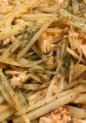 鶏むね肉とじゃがいもの青のりバター炒め-レシピのメイン写真