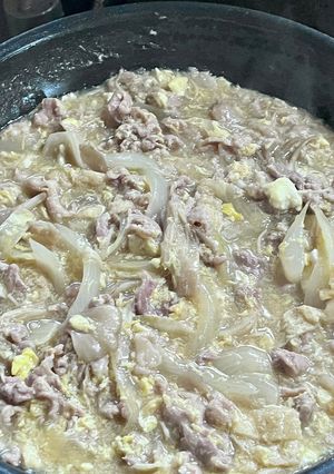 今日の晩御飯!簡単!豚肉ときのこの卵あんかけ-レシピのメイン写真