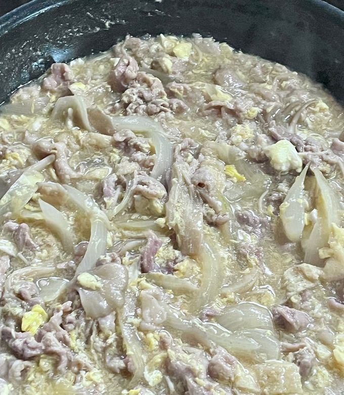 今日の晩御飯！簡単！豚肉ときのこの卵あんかけ-レシピのメイン写真