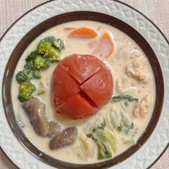 A picture of 野菜1日これいっぱい!丸ごとトマトの豆乳スープ.